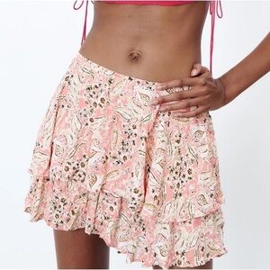 Pink Floral Tiered Skirt